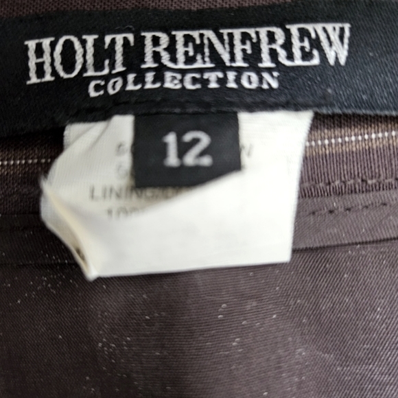 Vintage Holt Renfrew brown pinstripe skirt and pant suit set linen blend size 12 - Picture 13 of 16
